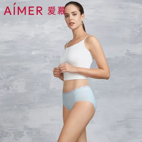 爱慕内裤女莫代尔纤维绵柔性感蕾丝轻弹贴身中腰平角裤AM231461图片