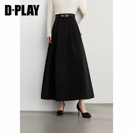 DPLAY【惠品】2025年春季新款黑色半身裙女高腰A字宽松长款裙子图片
