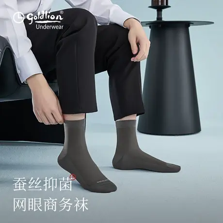 金利来男士袜子男春夏季薄款桑蚕丝网眼透气抑菌防臭正装商务袜商品大图