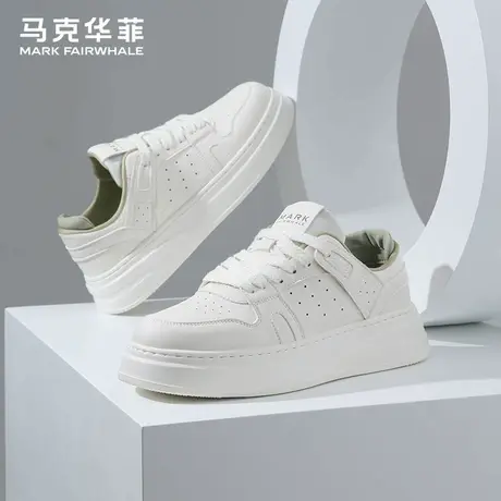 马克华菲小白鞋男款2025新款夏季运动休闲鞋厚底增高白色板鞋男鞋图片