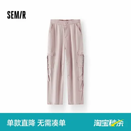 [商场同款]森马牛仔裤女户外工装裤拽姐炸街2025新款夏阔腿裤高街商品大图