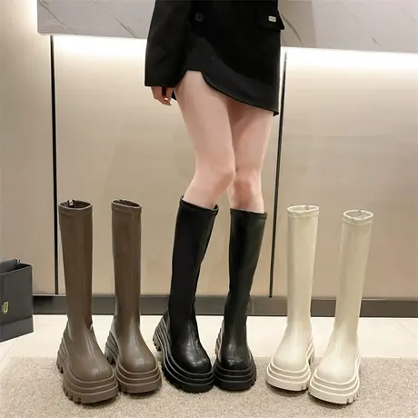厚底长靴女2023年新款春秋季小个子气质洋气不过膝骑士靴高筒靴子图片