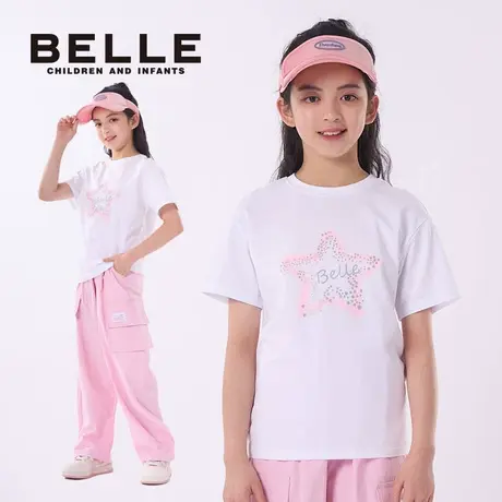 BELLE百丽女童短袖t恤女中大童星星印花休闲舒适上衣儿童夏季上衣图片