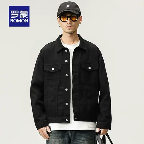 罗蒙水洗牛仔外套男士秋季新款纯棉工装长袖翻领休闲宽松夹克N3Z图片