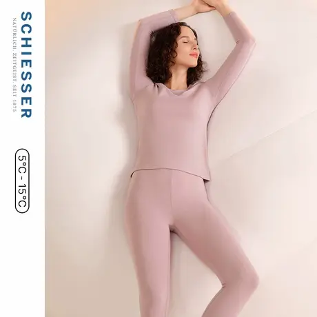 【棉氨绒7A抑菌】SCHIESSER舒雅新品女士亲肤抗菌圆领保暖套装商品大图