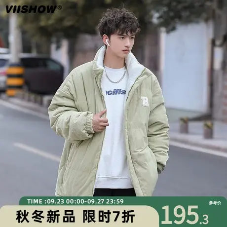 VIISHOW棉服男冬季短款两面穿宽松休闲面包服外套ins潮加绒加厚商品大图