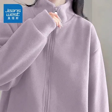 NOE真维斯摇粒绒外套女2025新款冬季爆款青少年加绒加厚休闲上衣商品大图