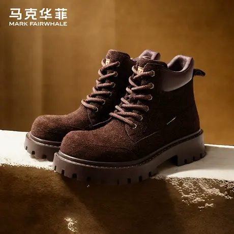 马克华菲男鞋2025秋季新款休闲靴反绒沙漠靴潮流厚底耐磨工装靴男商品大图