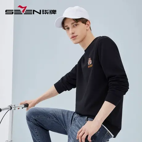 【柒先生系列】柒牌男士清仓卫衣春秋款时尚潮流圆领套头T恤上衣图片