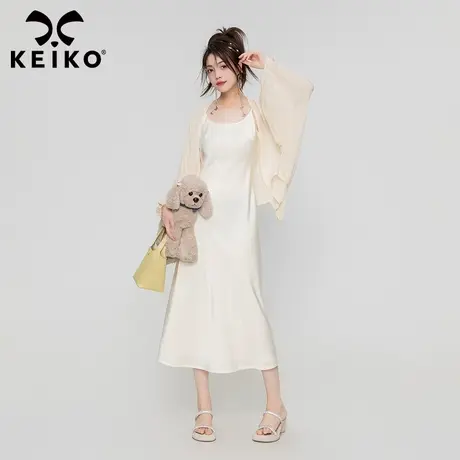 KEIKO 冰丝针织衫女防晒开衫2023夏季外搭短款披肩坎肩薄款外套商品大图