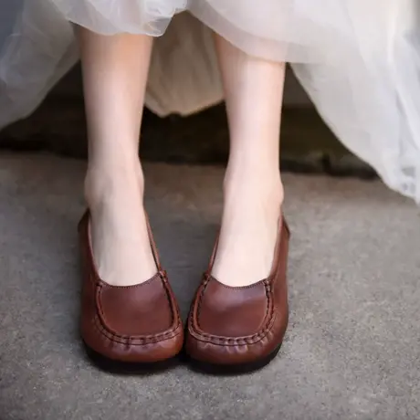 Artmu阿木原创复古手工女鞋软底豆豆鞋浅口平底单鞋真皮2023新款图片