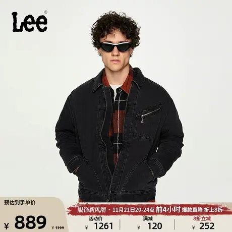 Lee商场同款舒适版黑色水洗经典91B牛仔棉服外套潮LMT006263201图片