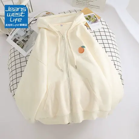 真维斯LIFE外套女春秋款复古港风chic小个子宽松oversize开衫卫衣商品大图