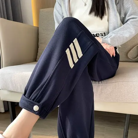 束脚运动哈伦裤女2024年新款卫裤春装高腰显瘦宽松九分萝卜休闲裤商品大图