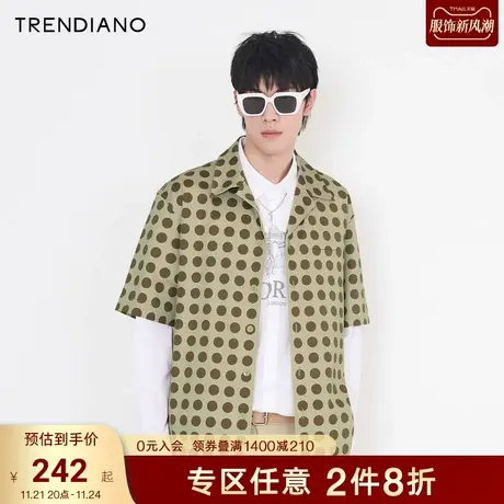 TRENDIANO潮牌官方男装衬衣潮流时尚波普风缎面波点短袖衬衫男商品大图
