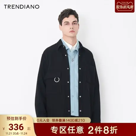 TRENDIANO官方潮牌男装秋季立体贴袋环休闲呢子潮流时尚外套男商品大图