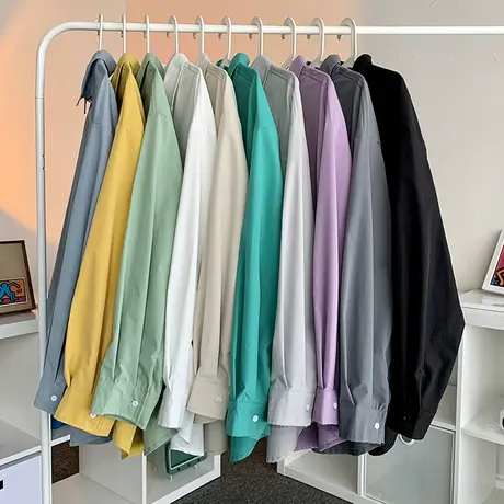 白衬衫男长袖夏季薄款设计感小众港风日系秋季衬衣宽松潮ins外套商品大图