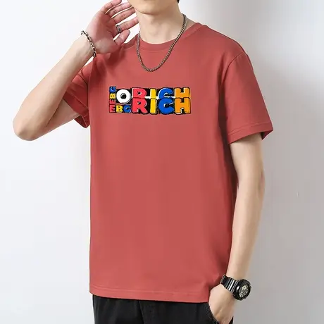 美式重磅纯棉短袖t恤男圆领上衣服潮流液氨长绒棉全棉半袖体恤衫商品大图