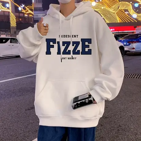 纯棉宽松连帽卫衣男春秋季新款加绒加厚重磅男生潮流美式上衣外套商品大图