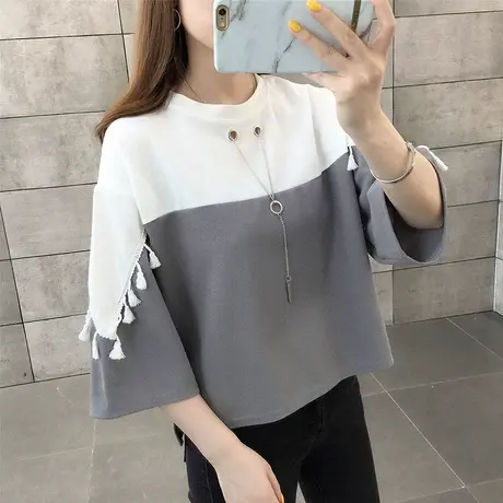 女装2024年新款春季春装纯棉短袖T恤宽松上衣服设计感打底衫爆款图片