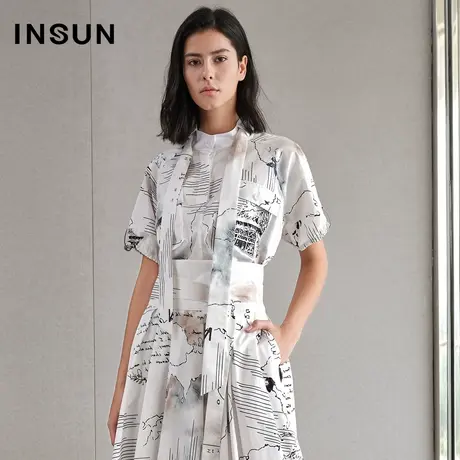 恩裳衬衫夏季圆领职场修身短袖衬衫商品大图