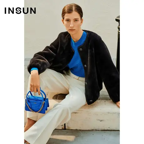 INSUN恩裳线上专选春季圆领明玉貂毛外套商品大图