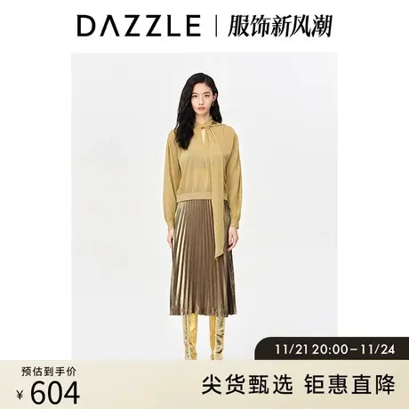 DAZZLE地素奥莱秋神奇动物金色飘带设计毛衣针织衫上衣女商品大图