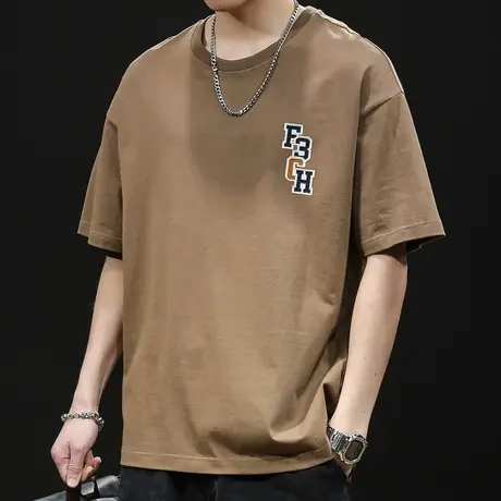 重磅230g短袖t恤男士半袖上衣潮牌大码2024新款男装复古男款体恤商品大图