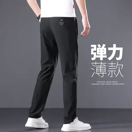 秋季春秋款潮牌弹力速干运动裤男士修身小直筒紧腰休闲长裤子男裤商品大图