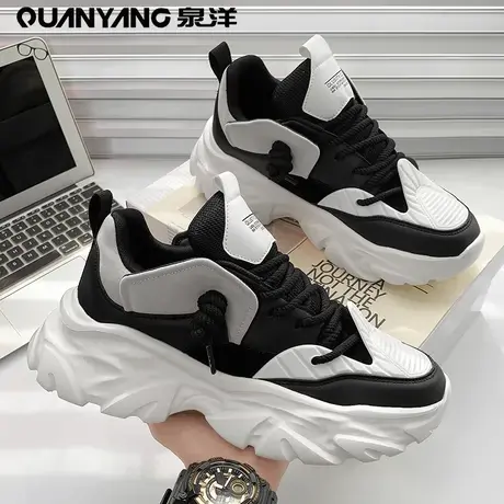男鞋春季2024年新款青少年厚底增高鞋男士休闲鞋运动鞋重工老爹鞋商品大图