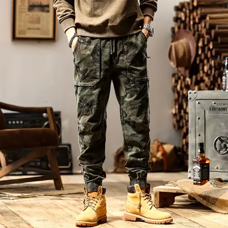时尚男装百搭宽松潮流男裤子户外多口袋裤子男款迷彩工装裤休闲图片