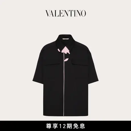 【新品】华伦天奴VALENTINO男士花卉刺绣羊毛保龄球衬衫图片