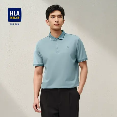 HLA/海澜之家丝光棉短袖POLO衫2024春夏新款商务透气翻领上衣男图片