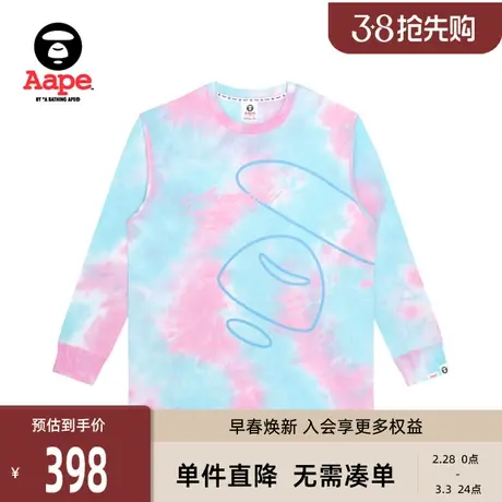 Aape旗舰店女装春夏猿颜字母印花扎染休闲圆领长袖T恤1223XXJ图片