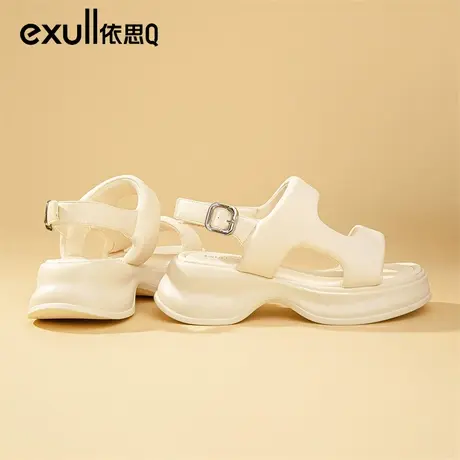 依思q运动凉鞋2024年夏季新款时尚松糕厚底面包鞋休闲沙滩鞋外穿商品大图