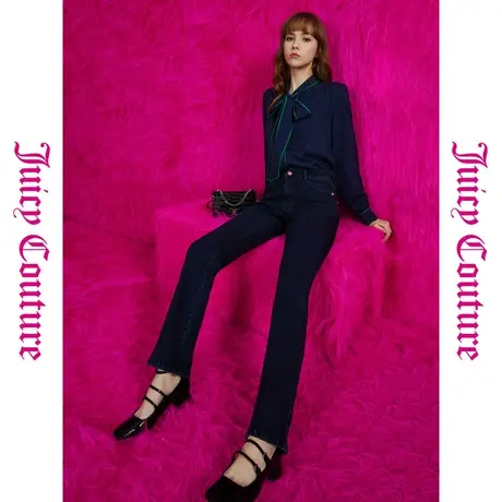 Juicy Couture橘滋秋季装女女装年新款小糖豆水洗微喇牛仔裤商品大图