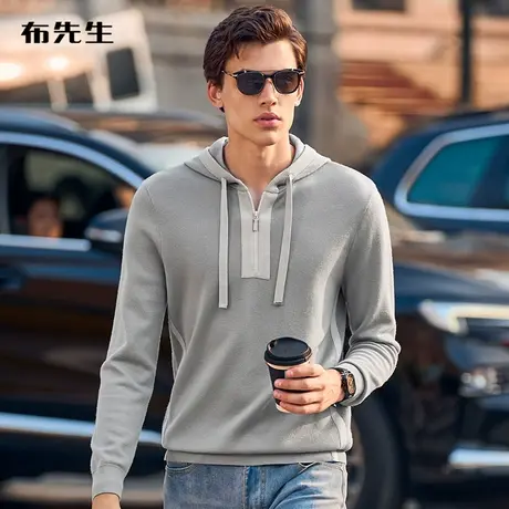 MrBu布先生双面空气层加倍保暖羊毛衫秋冬撞色连帽男毛衣BT11939商品大图