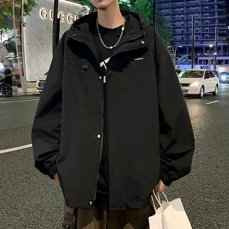 潮牌冲锋衣夹克男秋冬季休闲高级感美式高街机能拉链开衫宽松外套商品大图