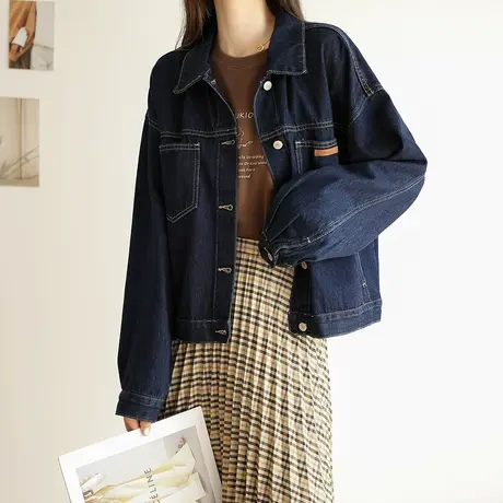 嘉茱莉牛仔外套女2023年春秋新款韩版宽松牛仔衣短款上衣ins潮图片