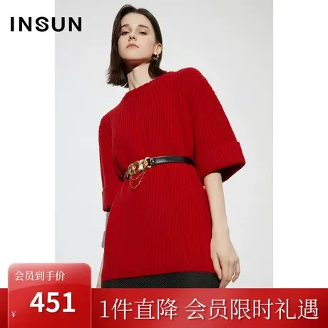 [兔年胶囊]恩裳COVER2023年早春新款建筑感几何造型袖羊毛针织衫商品大图