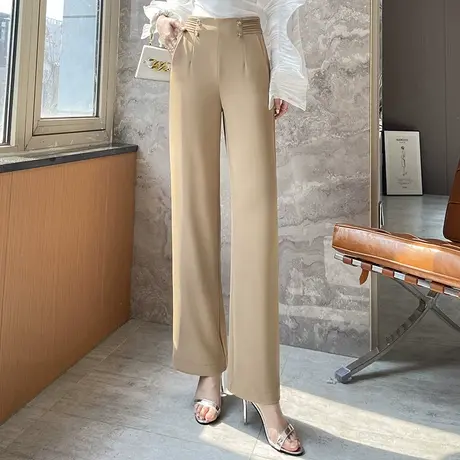 高腰阔腿裤女春秋2023新款气质垂感显瘦直筒裤通勤休闲西装裤长裤图片