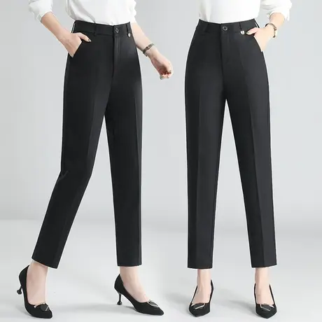 西装裤子女春秋2023年新款高腰直筒小脚哈伦裤小个子休闲烟管裤潮图片