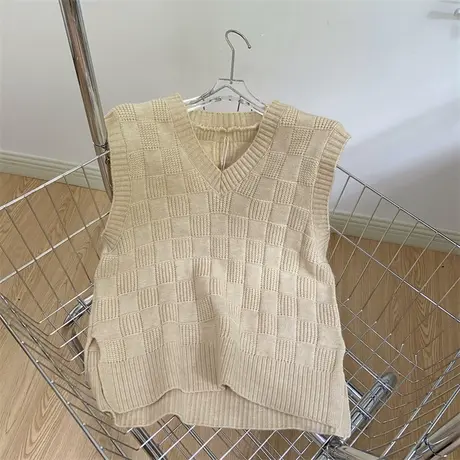 小香风毛衣马甲针织坎肩女春秋宽松日系外搭小背心叠穿慵懒风上衣图片