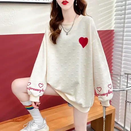 设计感小众小个子卫衣女春秋季韩版宽松薄款ins华夫格上衣外套潮图片