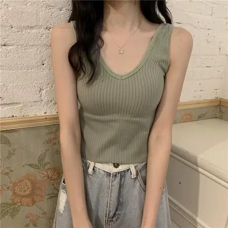 2023年新款韩版运动吊带背心女带胸垫外穿短款内搭美背抹胸内衣图片