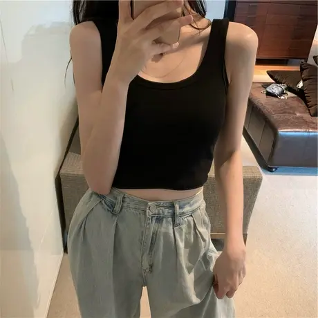 吊带小背心女夏内搭白色打底外穿带胸垫美背背心文胸一体洋气上衣图片