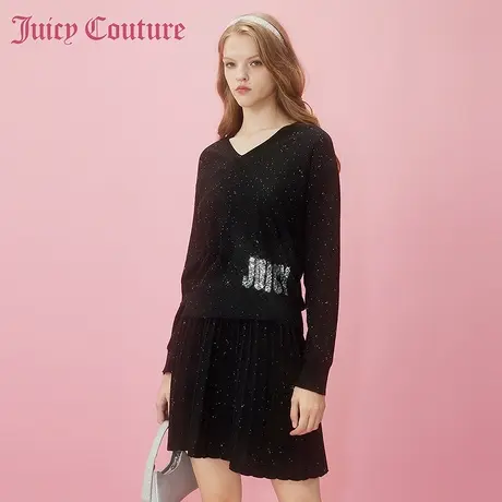 Juicy Couture橘滋2024早春穿搭新款梦圆繁星珠片刺绣女针织衫图片