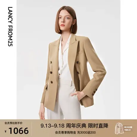 朗姿羊毛时尚气质修身西装女2023春季新款职业设计感流行西服外套图片