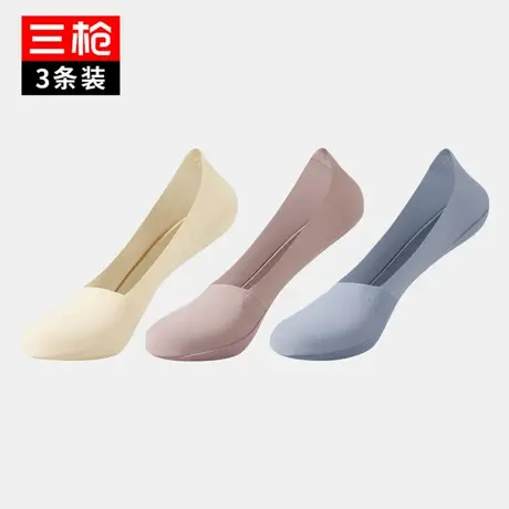 [3双装]三枪袜子女春夏任意裁简约裸感船袜薄款透气棉质女袜图片