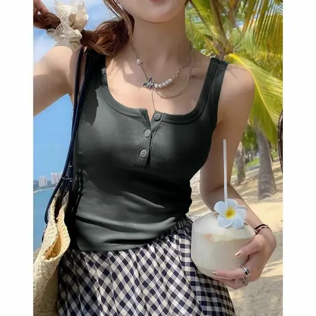 KWV真维斯黑色绝美漂亮小吊带背心女内搭2025新款夏外穿高级感图片